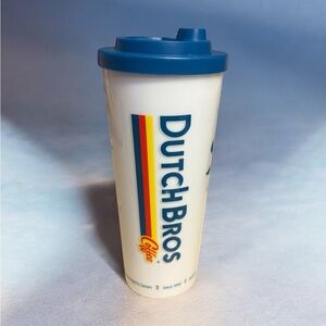 Dutch Bros White Tumbler with Blue Lid